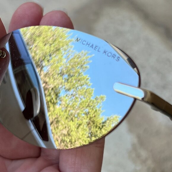 Michael Kors sunglasses brown mirror gold rimless Mk1151 Manchester Oval NWT NEW - Picture 8 of 13